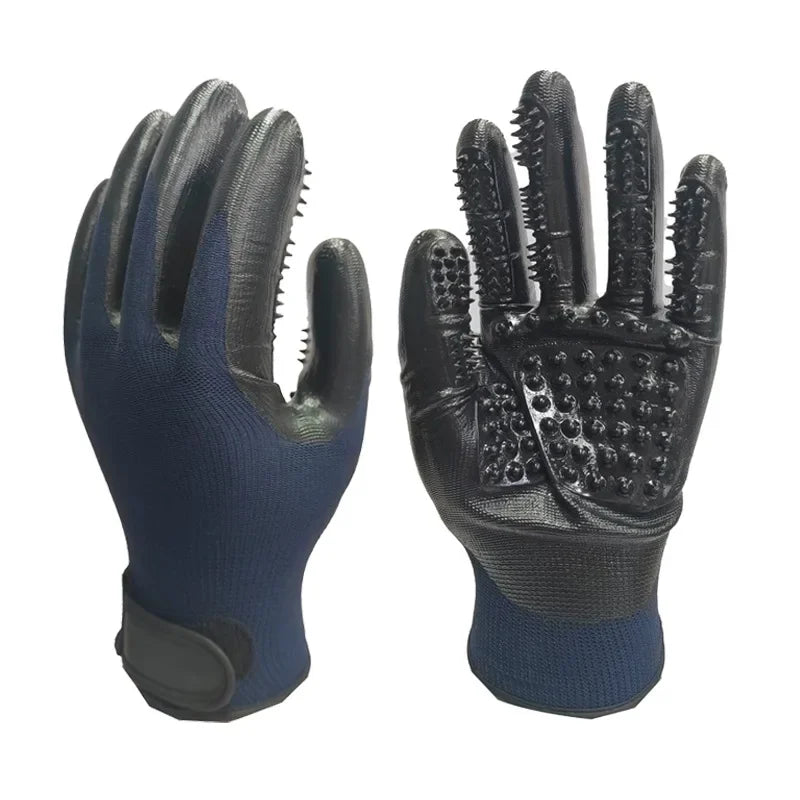 One Pair Hair Grooming Glove for Pet Dog Cat Bathing Silicone Massage Brush Dipping Gumming Rubber Gloves Dog Deshedding Comb