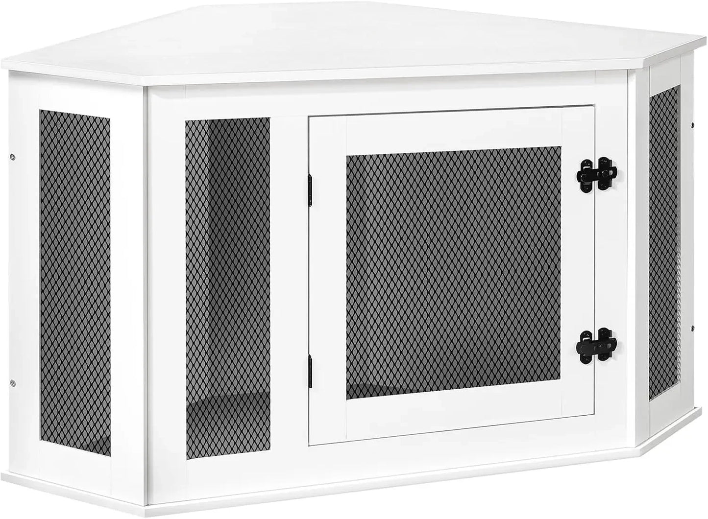 Corner Dog Crate Furniture, Wooden Dog Kennel End Table, Decorative Pet Crate Indoor Use,Dog House for Small Medium Dog