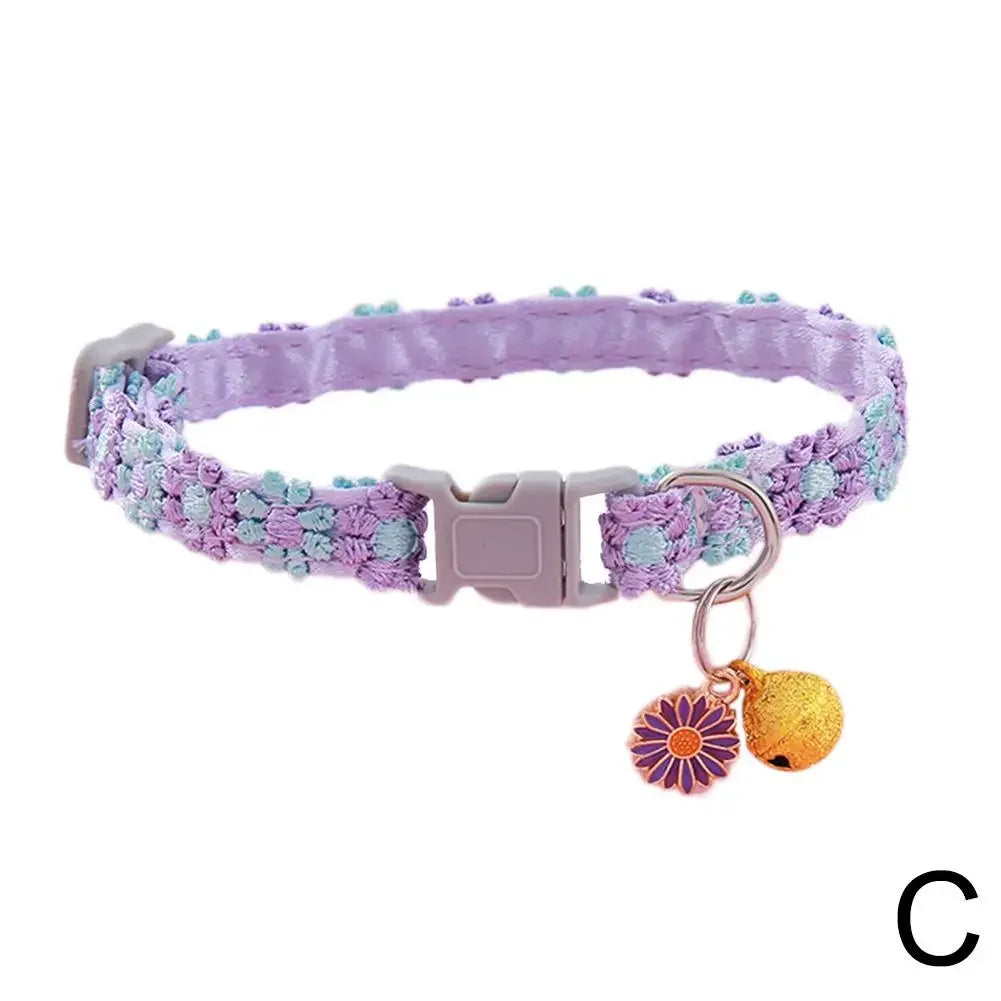 Pet Collar Adjustable Colorful Lace Flower Cat Collar Puppy Accessory Necklace Pet Collar Kitten Cute Dog Bell Cat Product A2U9