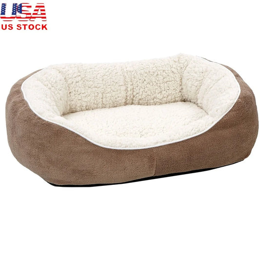 Ultra-Soft Fleece Cuddle Pet Bed Small Dogs and Cats with Thick Cushioned Base and Oversize Bolsters Machine Washable