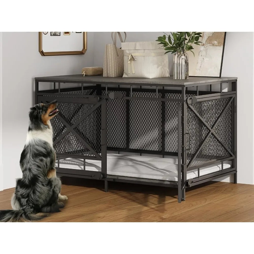 Masterpiece Dog Crate Furniture, Dog Kennel For Small Medium Large Breed, Heavy Duty 43" Large Corner Dog Crate, Indoor Pet Cag