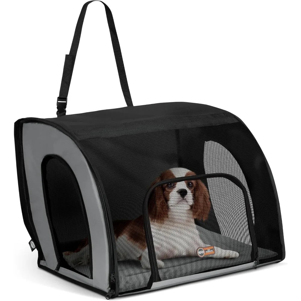 K&H Pet Products Enclosed Dog Car Seat, Travel Safety Carrier for Pets, Dog Travel Car Seat, Soft-Sided Covered Cat Carrier, Was