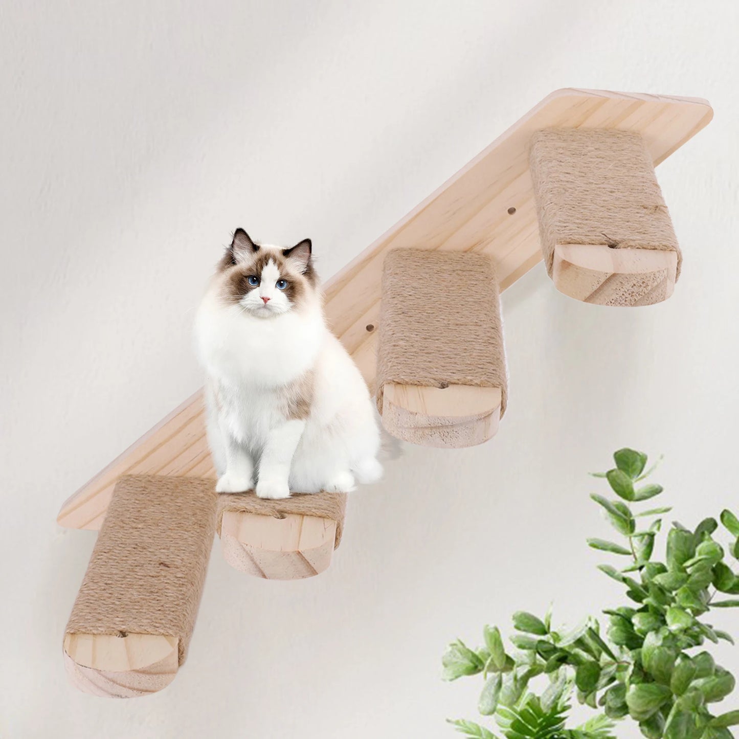 Cat Wall Steps Wooden Cat Climbing Ladder Wall Mounted Cat Climbing Frame for Cats Perch Shelves