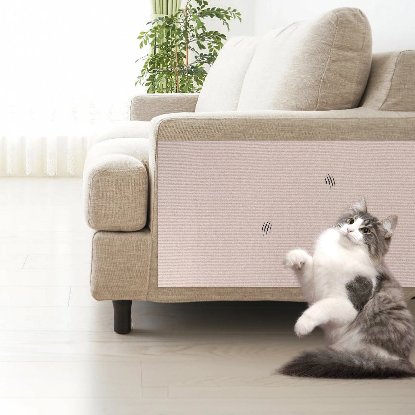 2Pcs Cat Scratching Mat Furniture Protector Trimmable DIY Cat Scratching Pad Cat Climbing Wall for Couch Sofa Furniture Protect