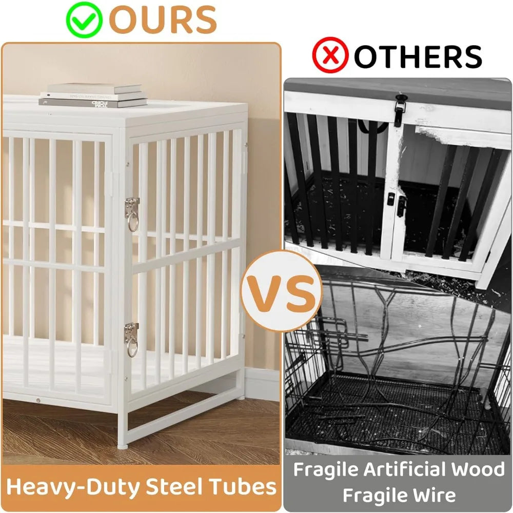 38 Inch Heavy Duty Dog Crate Furniture, Decorative Dog Kennel End Table, Wooden Pet House Indoor, Double Door with Double Door