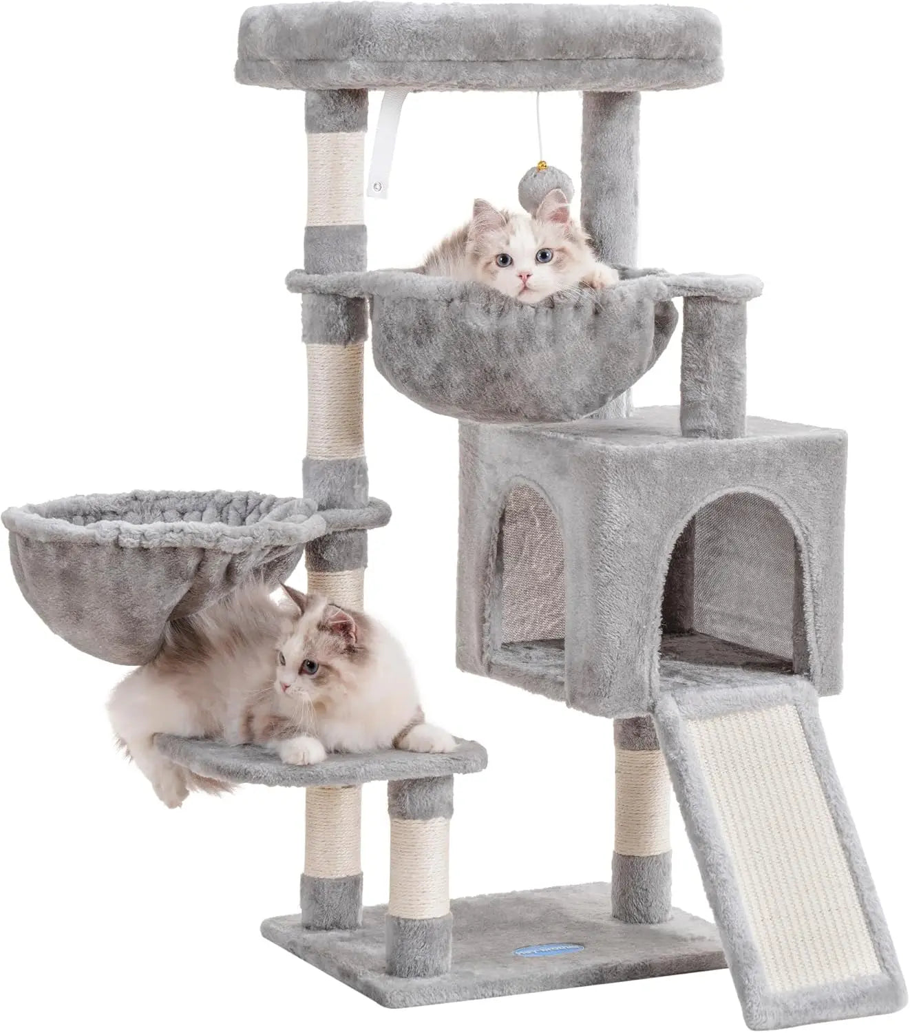 Cat Tower for Indoor Cats, Cat House with Large Padded Bed, Cozy Condo, Hammocks
