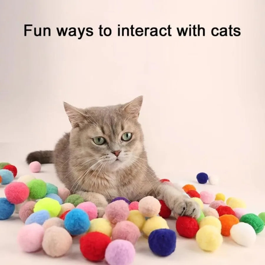 Interactive Teaser Gun for Cats Cat Toy with Silent Polyester Elastic Plush Ball 100PCS Launcher for Boredom Relief