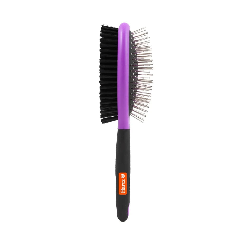 Dog Grooming Combo Brush Double-Sided Detangling Tool Stainless Steel Pins Nylon Bristles Ergonomic Design Pet Hair Remover